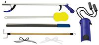 " Blue Jay an Elite Healthcare Brand Stop Your Bending Metal Shoehorn Pair with Elastic Shoelaces | Long Handle Sponge | Hip Replacement Kit | Mobility Aid Lightweight Reacher"