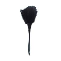 VEIREN Turkey Feather Duster Furniture Cabinets Car Musical Instrument Corner Dust Cleaning Tools with Plastic Handle Anti Static Household Cleaning Suuplies, Black