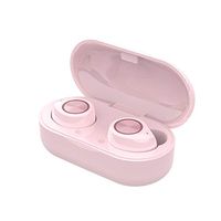 Bluetooth 5.0 Headset Wireless Smart Touch Earbuds with Mini Charging Box Automatic Pairing Surround Stereo Sound HiFi Noise Reduction Single/Dual Use Sweat-Proof Sports/Exercise/Gym/Running (Pink)