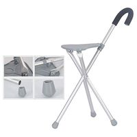 Ckssyao Folding Cane Holder - Auxiliary Tripod, Thick Aluminum Cane Stool, Crutches Walker, Suitable for The Elderly to Solve People with Reduced Mobility,Gray