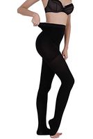 TOFLY Compression Stockings Pantyhose, Opaque, Open Toe, Firm Support 15-20mmHg Graduated Compression for Women, Professional Circulation Panty Hose to Relief Swelling Edema Varicose Veins, Black L