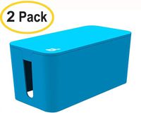 Bluelounge CableBox Mini Cable Cord Management System - Surge Protector Included - (Blue) - Pack of 2