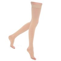 Starmace Thigh 20-30 mmHg Graduated Medical Compression Grade Circulation High Leg Swelling with Silicone Band Open Toe Socks (Beige, 2XL)