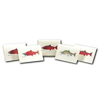 Earth Sky + Water - Salmon Assortment Notecard Set - 8 Blank Cards with Envelopes (2 each of 4 styles)