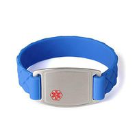 BAIYI Medical Alert ID Bracelets Blue Silicone Band with Stainless Steel Tag Free Engraving for Kids