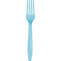 Club Pack of 288 Pastel Blue Premium Heavy-Duty Plastic Party Forks