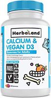 Vegan Calcium and D3 Supplement by Herbaland - Plant-Based Sugar-Free Vitamin Gummies for Bones and Teeth Health - Vitamin D3, Calcium and Phosphorus - Strawberry and Orange Flavor - 60 Gummies