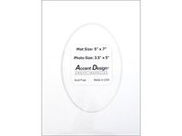 PA Framing, Photo Mat Board, 5 x 7 inches Frame for 3.5 x 5 inches Photo Art Size, Oval - Cream Core/White