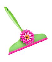 Vigar Flower Power Squeegee, Pink and Green, 9 inches, Space-Saving Hanging Hole for Quick-Drying