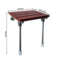 LBSX Home Care Wall Mounted Solid Wood Aluminum Folding Shower Seat Heavy Anti-Skid Bath Stool, Load-Bearing 250kg,38×33.8×46cm