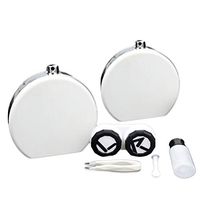 Contact Lens Case Travel Portable Contact Lens Holder Box with Mirror Tweezers Applicator and Solution Bottle (White)