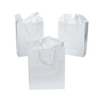 Fun Express - Large White Gift Bags for Party - Party Supplies - Bags - Paper Gift W & Handles - Party - 12 Pieces