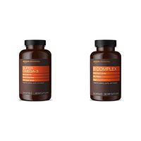 Amazon Elements Super Omega-3, Natural Lemon Flavor, 1280 mg per Serving (2 Softgels), 120 Softgels & B Complex, High Potency, 83% Whole Food Cultured, Vegan, 65 Capsules, 2 Month Supply