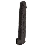 Amalgo 2020 Style Beautihome Black 12 Inch Long Style Penis Sleeve Enlarger Ultra-Lifelike Fantasy X-Tensions Extender Extension Chastity Extension Cock Sleeves Dick Sock Reusable Condoms