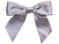 6ct. Pre-Tied Silver 5" Satin Gift Bows Wire Ties Ready-to-Use 1-1/2" Ribbon nfLG -1796