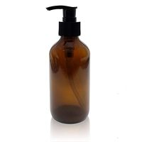 Royal Massage Boston Round Glass Bottle with Saddle Pump - Amber 8oz