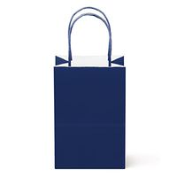 12 Counts Food Safe Premium Paper and Ink Small 8.5” X 5.25”, Vivid Colored Kraft Bag with Colored Sturdy Handle, Perfect for Goodie Favor DIY Bag, Environmentally Safe (Small, Navy)