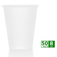 ZenCo Compostable Disposable Paper Cups - 50 Pack 8oz Hot/Cold Beverage Disposable Drinking Cup White - Eco Friendly Cups for Office, Catering, Picnics or Birthdays (50 Count, 8 Ounce)