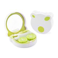 Adorable Green Polar Bear Contact Lens Travel Case with Accessories and Mirror