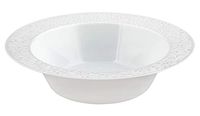 Table To Go ‘I Can’t Believe It’s Plastic’ 200-Piece Plastic Bowl Set | Lace Collection | Heavy Duty Premium Plastic Bowls for Wedding, Parties, Camping & More (White)