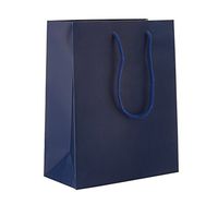 8 x 4 x 10" Blue Navy Matte - 100 Pack | Heavy Duty Standard Original Style Paper Tote Bag Set | Perfect for Gifts, Party, Baby Shower, Kid’s Birthdays, Weddings, Lunch & More