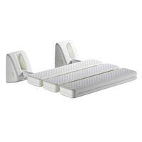 Shower Seat with Padded Seat and Back, Bathroom Folding Stool Seat,Shower Stool Barrier-Free Anti-Slip Bathroom Handrails Elderly Safety Wall Bench Bath Stool,White