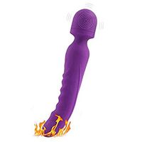 ENYI Silicone Hand-held Heating Vibrator G Point Double Head Massager Female A/v Stick (Color : Purple)