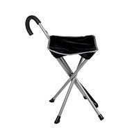 Mac Sports Folding Cane Chair for Women and Men | Walking Stick, Stool-Style, Folding Cane, Cane with Seat, Quad Base, Collapsible, Folding Stools for Adults and Seniors, Travel Friendly | Black