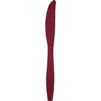 Club Pack of 288 Classic Burgundy Premium Heavy-Duty Plastic Party Knives