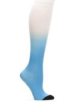 Nurse Mates EKG Heart and Holiday Compression Trouser Socks, Ombre Marina Blue, One Size
