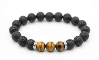 HEDQFM Bracelet for Men Aromatherapy Essential Oil Diffuser Bracelets 10mm Tiger Eye Volcanic Lava Stone Stretch Beaded Bracelets for Men and Women