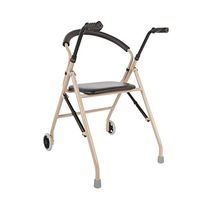 Elderly walker 2 Wheel Walker Auxiliary Walking Support Foldable Lightweight Walker with Bath Board FANJIANI (Color : Champagne)