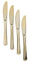 Exquisite 160 Disposable Plastic Gold Knives Silverware, Fancy Plastic Cutlery, Heavy Duty Quality Utensils for Catering Formal Events, Wedding, Parties, Dinner and all other occasions