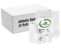 White Athletic Sports Tape 32 Rolls- 1.5 Inch x 33 Feet Per Roll Zinc Oxide Adhesive Medical Tape, 100% Cotton Latex Free,Zig Zag Edge, Easy Tear, for Injury Prevention or First Aid.