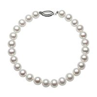 Sterling Silver AA Quality 6.0-7.0mm White Cultured Freshwater Pearl Strand Bracelet, 7.5"