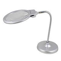Jing Boutiques/AI LI WEI Magnifier LED Light High end Desktop Magnifying Glass Metal Hose Can Bend Curved Table Lamp Magnifying Glass, Silver 2x/6x