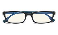 Blue Light Filter Glasses Men Women Reading Computer UV Protection Eyeglasses(Black-Blue)+1.25