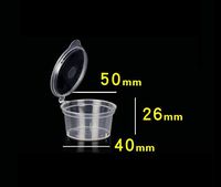 50Pcs/lot 1/1.5 Ounce Small Plastic Disposable Sauce Cups Food Storage Containers Clear Transparent Package Boxes + Lids (1.5 Ounce)