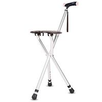 Elderly Folding Walker | Non-Slip Lightweight Cane | Adjustable | with Seat | Easy to Clean|for The Elderly and Disabled AA++ (Color : Silver)