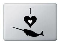 Yadda-Yadda Design Co. I Heart Narwhals - Love Narwhal - Vinyl Laptop or MacBook Decal (Black)