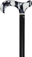 Black Onyx Derby Walking Cane with Black Beechwood Shaft and Silver Collar