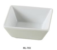 Yanco ML-703 3" Deep Dessert Bowl, Square, 5.5 oz Capacity, Porcelain, Super White, Pack of 36