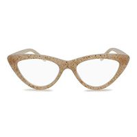 2SeeLife Glitter Cat Eye Reading Glasses for Women: Crystal Colors Fashion Readers, Fully Magnified Lenses | Ivory Tan, 2.00