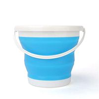 Collapsible Plastic Bucket - Foldable Circular Square Tub - Portable Fishing Water Pail - Space Saving Outdoor Waterpot 5L 10L (Circular - Blue 5L)
