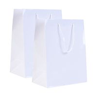 Incredible Packaging - 8" x 4.75" x 10" Small Retail Euro Tote Shopping Bags - Heavy Duty 157 GSM - Original Style Paper - Perfect for Merchandise, Retail, Party, Gift Bags. (White Gloss, 50 Bags)