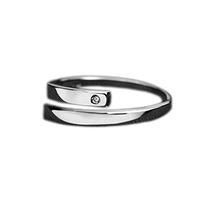 Heyu-Lotus Remarkable 925 Sterling Silver White Rhinestone Inlay Opening Adjustable Couple Lover Rings Charm Jewelry Effective(None Adjustable)