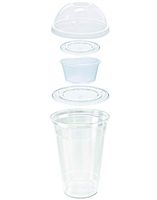 25 Count Grab n' Go Parfait/Snack Cup, Includes Souffle Cup with Lid, and Dome Lid with Signature Party Picks (20 Ounce)