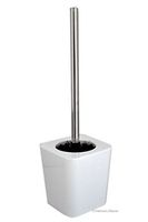 American Chateau High-Gloss White Acrylic Toilet Brush Holder Set with Black Brush