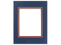 PA Framing, Double Mat, 5 x 7 Inches Frame for 3.5 x 5 Inches Photo Art Size - Cream Core/Bottle Blue Upper and Deep Red Inner Mat