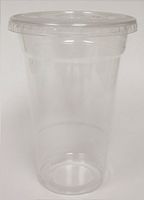 Crystalware Clear Cups with Flat Lids for Milkshake, Smoothies, 50 Cups/lids (10 oz.)